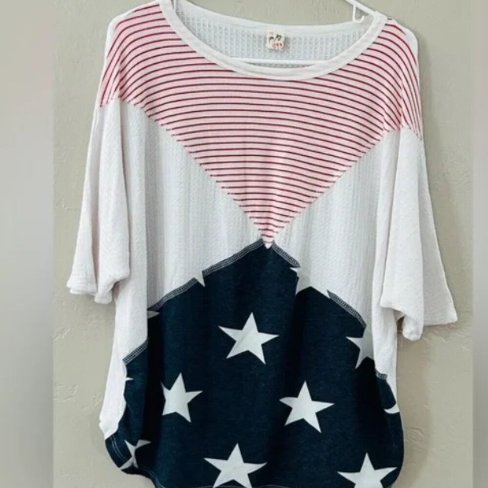 7th Ray Patriotic Red, White and Blue Top